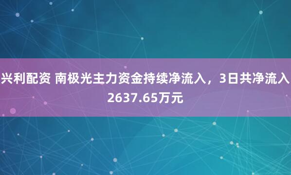 兴利配资 南极光主力资金持续净流入，3日共净流入2637.65万元